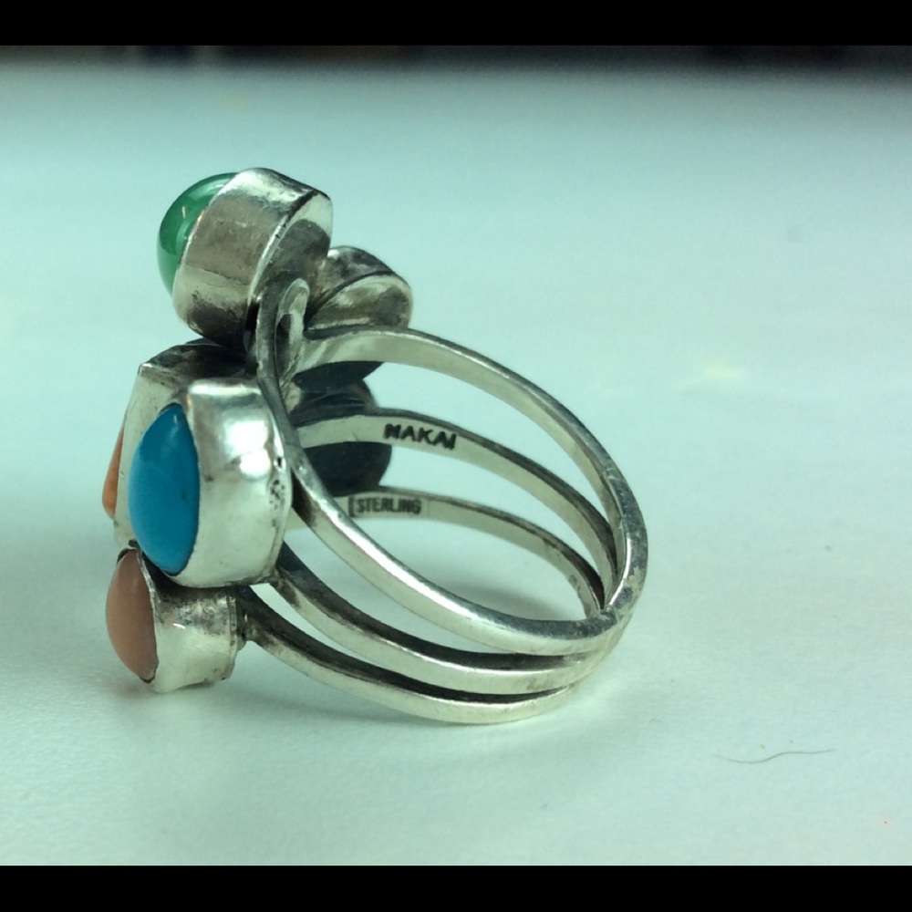 Multi gemstone silver ring - Picture 2 of 3